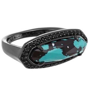 NWOT Kendra Scott Arielle Gunmetal Variegated Teal Ring Size 7